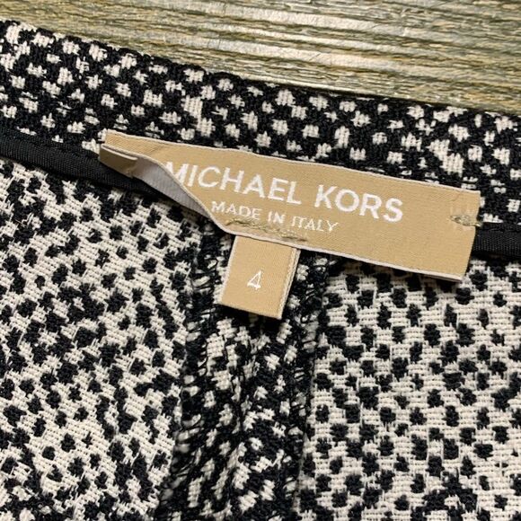 Michael Kors Collection Italy Black White Textured Wool Mid Rise Straight Pant 4 - Picture 5 of 11